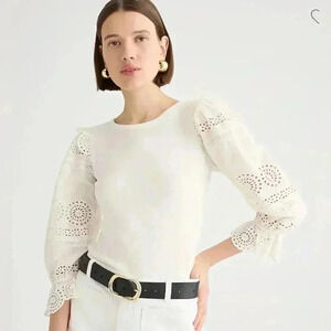 J Crew Ruffle Eyelet Top